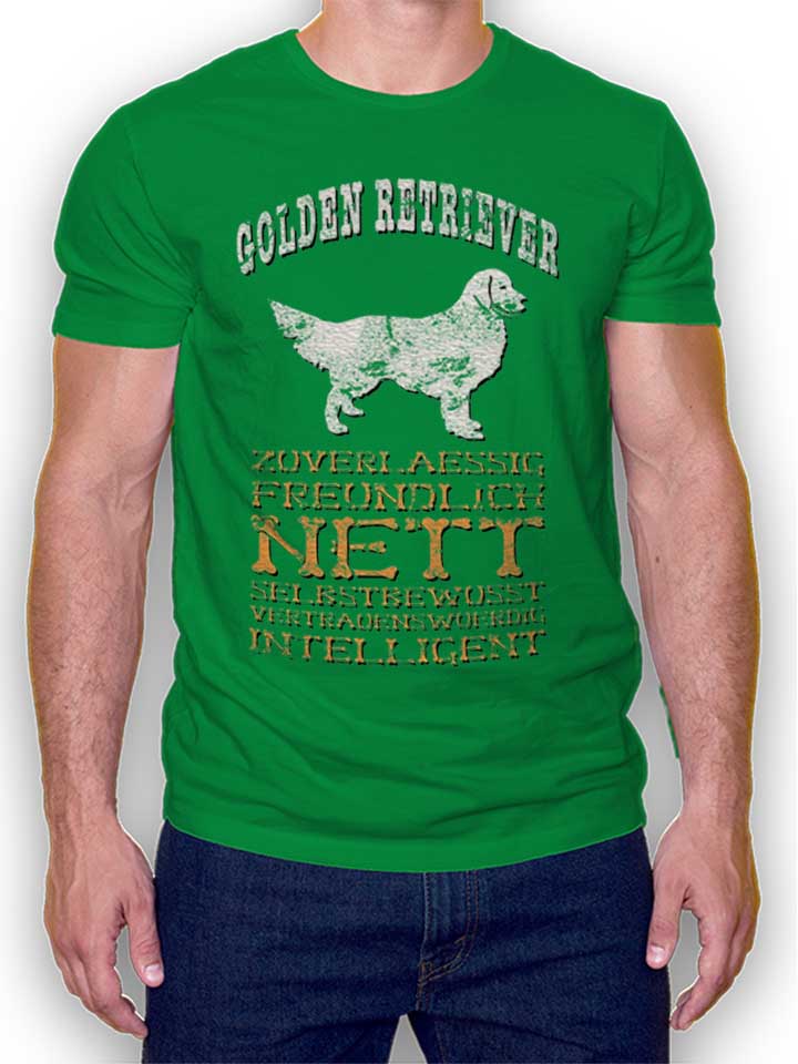 hund-golden-retriever-t-shirt gruen 1