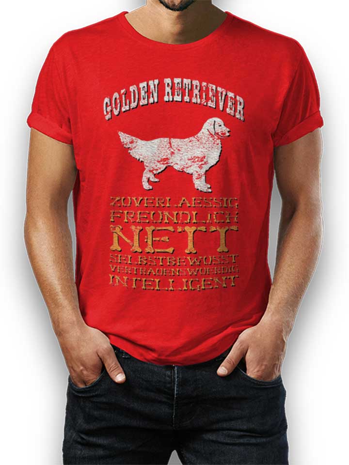 Hund Golden Retriever T-Shirt rosso L