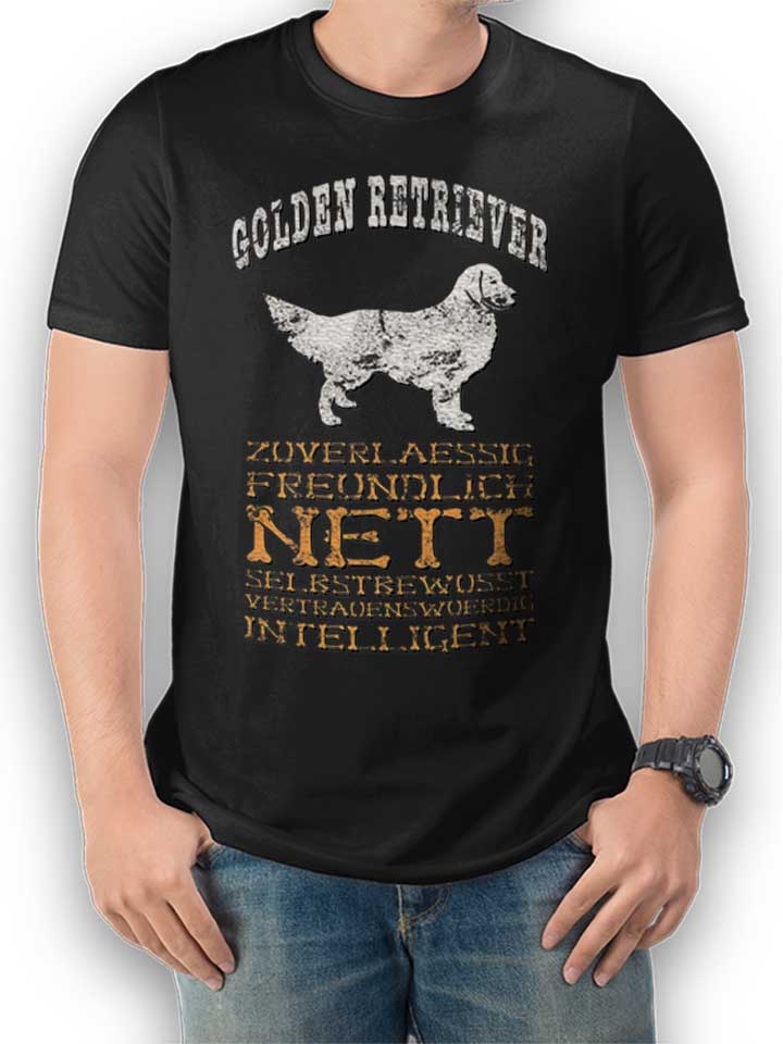 Hund Golden Retriever T-Shirt black L