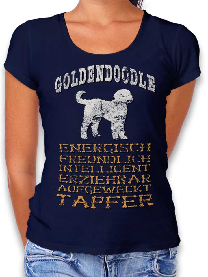 hund-goldendoodle-damen-t-shirt dunkelblau 1