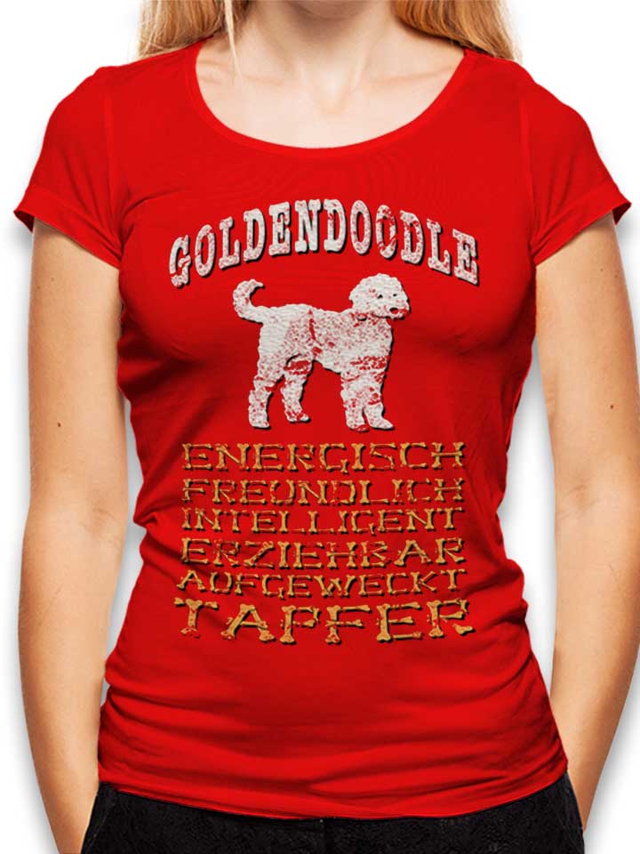 Hund Goldendoodle Camiseta Mujer rojo L