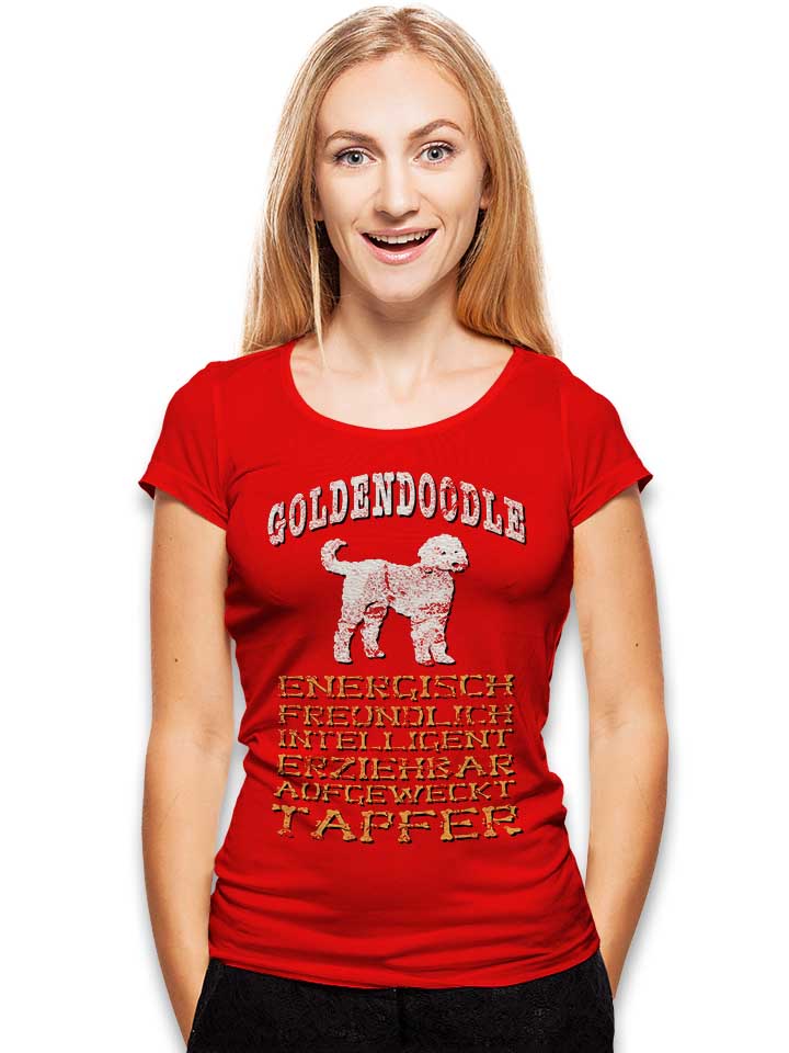 hund-goldendoodle-damen-t-shirt rot 2