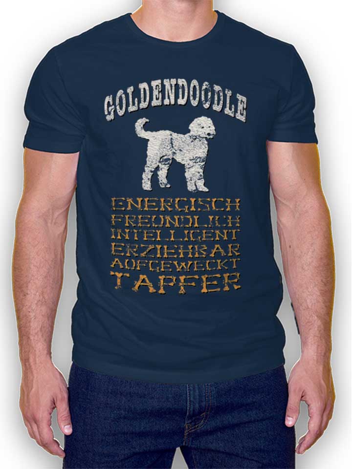 hund-goldendoodle-t-shirt dunkelblau 1