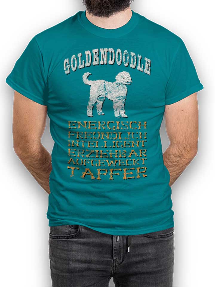 hund-goldendoodle-t-shirt tuerkis 1