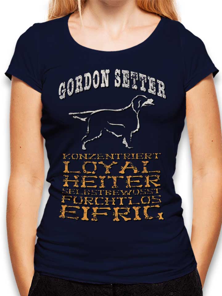 Hund Gordon Setter Damen T-Shirt dunkelblau L