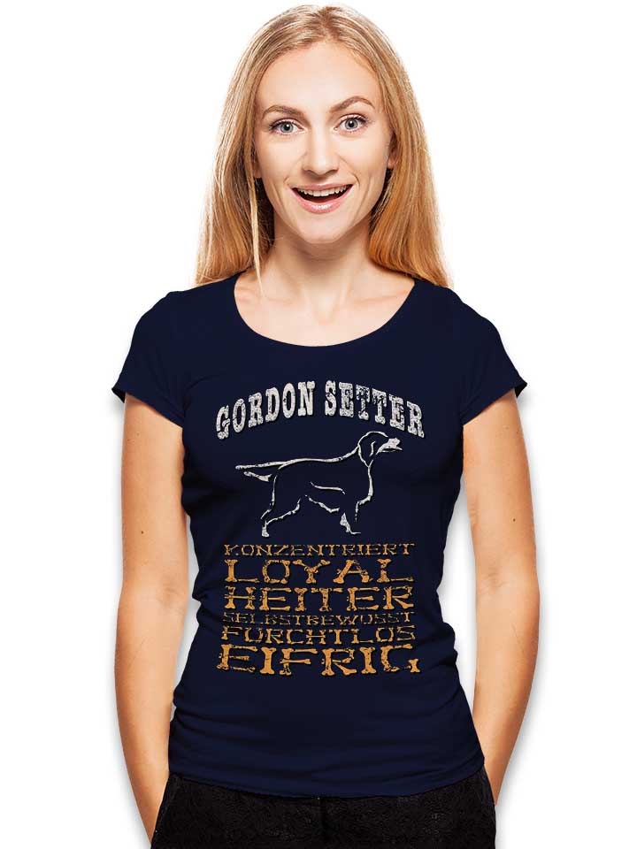 hund-gordon-setter-damen-t-shirt dunkelblau 2