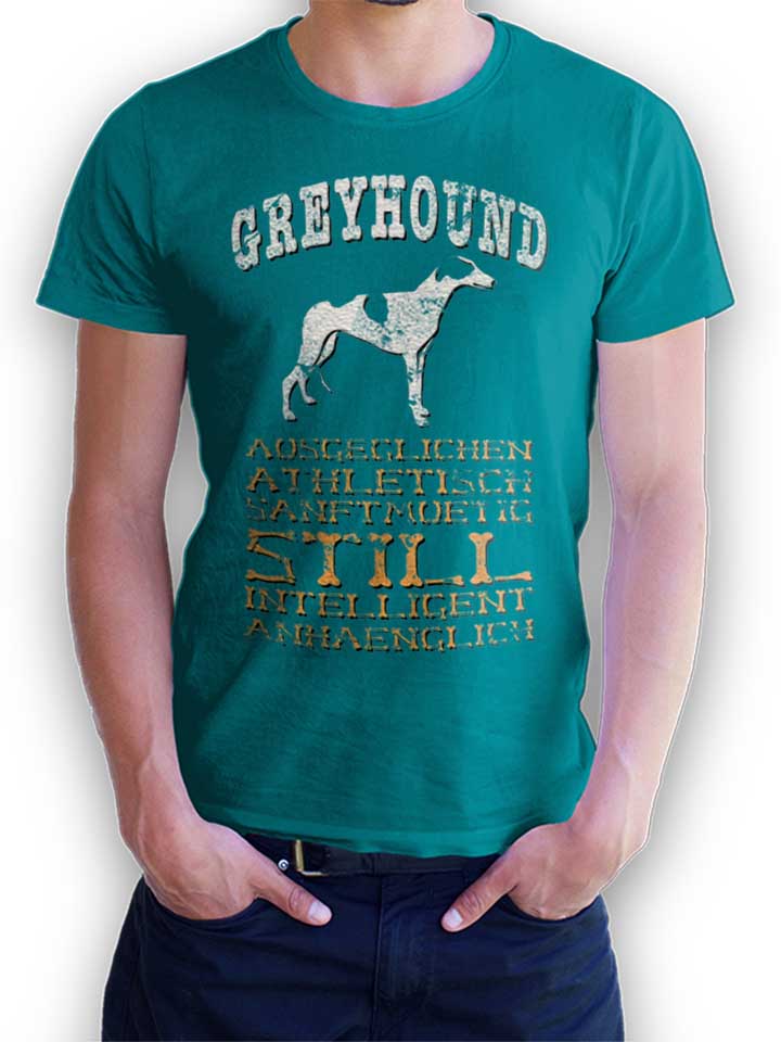 Hund Greyhound T-Shirt turchese L