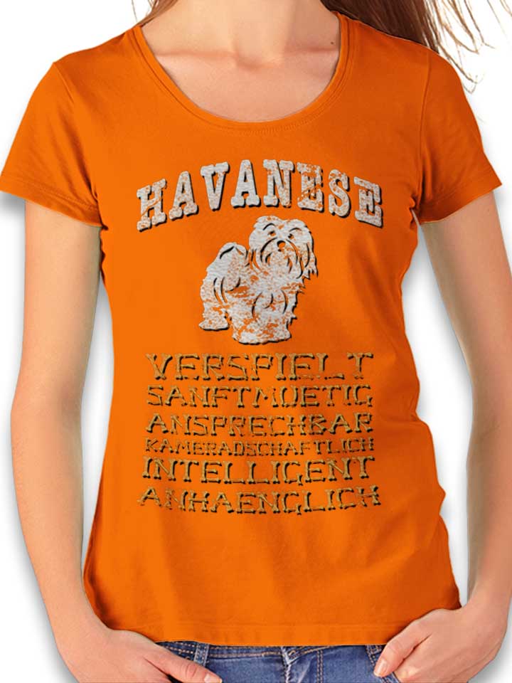 Hund Havanese Camiseta Mujer naranja L