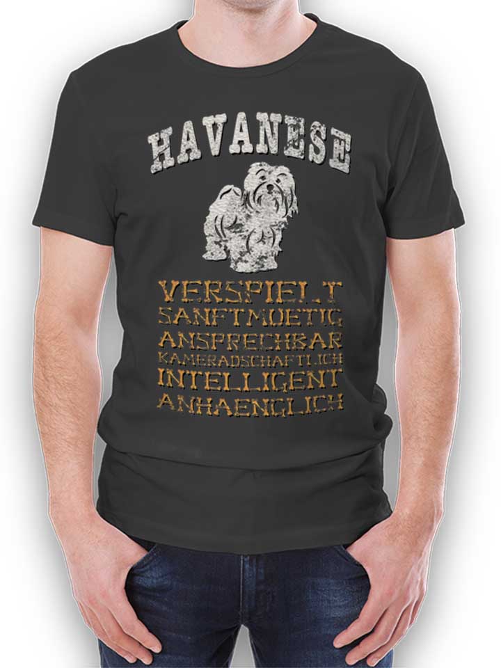 Hund Havanese T-Shirt gris-fonc L