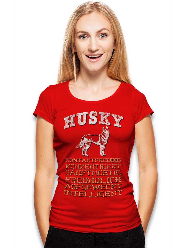 hund-husky-damen-t-shirt rot 2