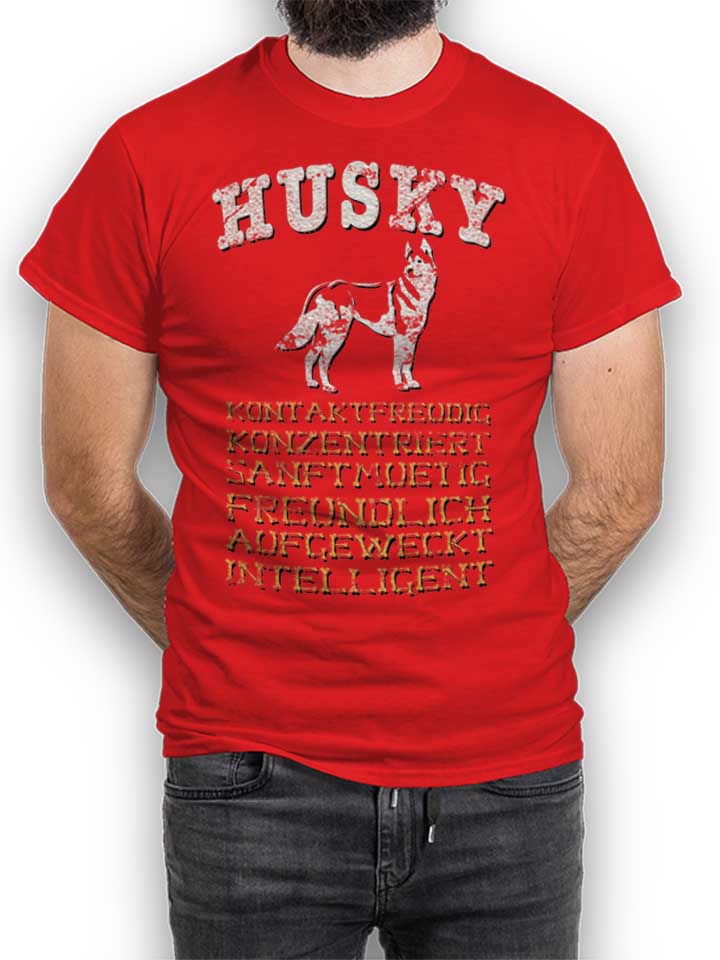 Hund Husky T-Shirt rot L