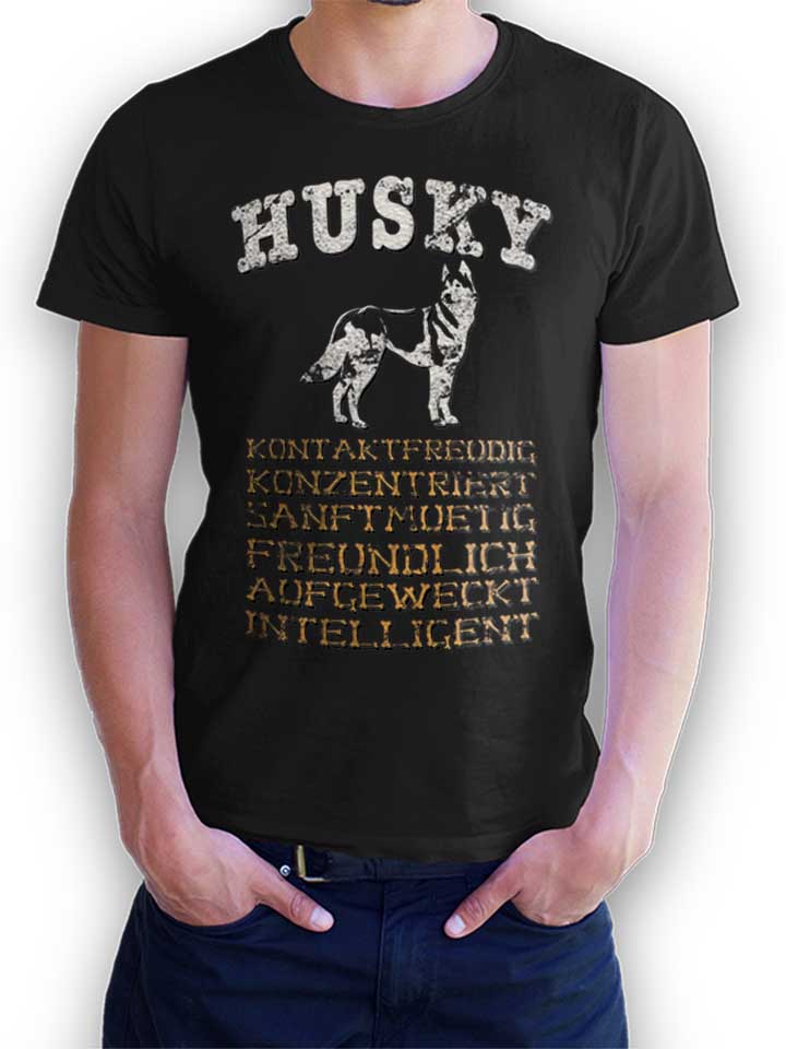 Hund Husky T-Shirt schwarz L