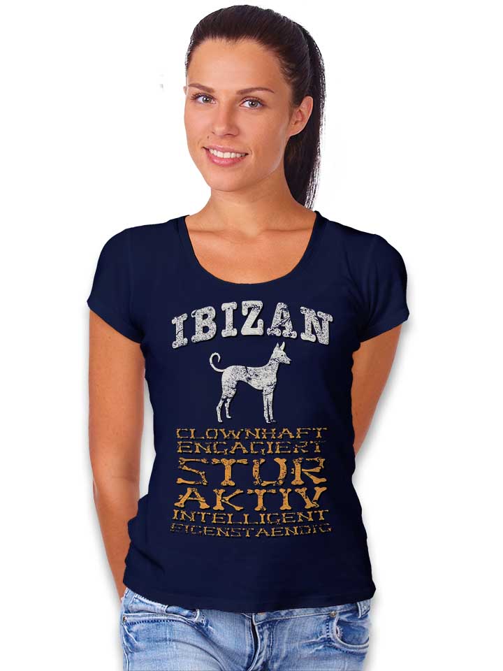 hund-ibizan-damen-t-shirt dunkelblau 2