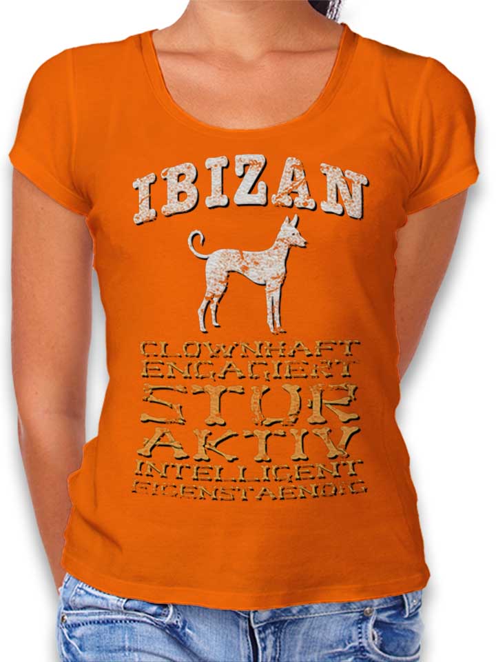 hund-ibizan-damen-t-shirt orange 1