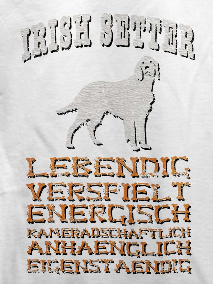 hund-irish-setter-t-shirt weiss 4