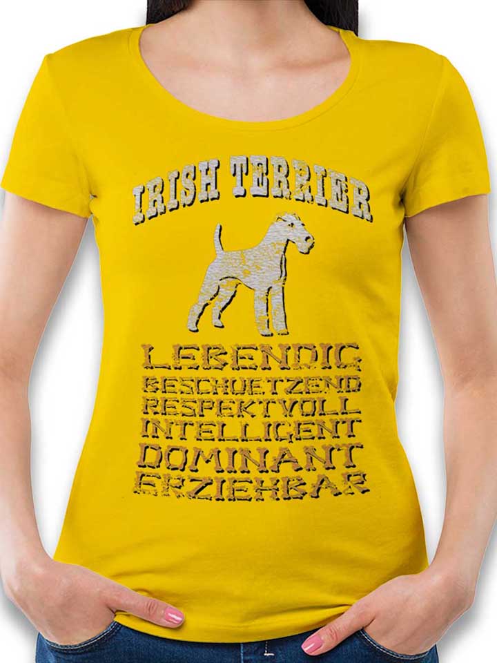 Hund Irish Terrier Damen T-Shirt gelb L