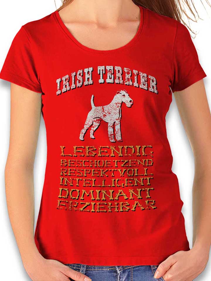 hund-irish-terrier-damen-t-shirt rot 1