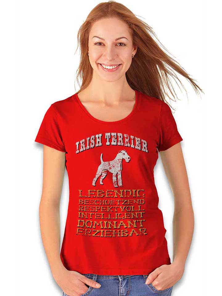 hund-irish-terrier-damen-t-shirt rot 2