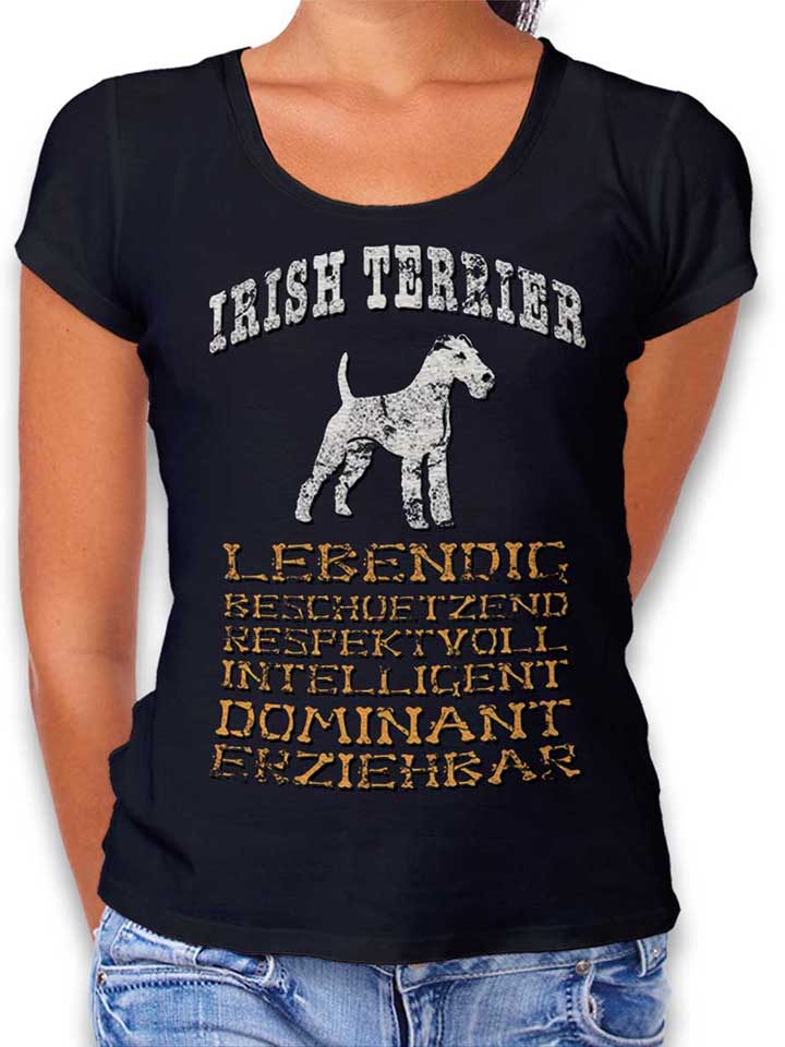 Hund Irish Terrier Damen T-Shirt schwarz L
