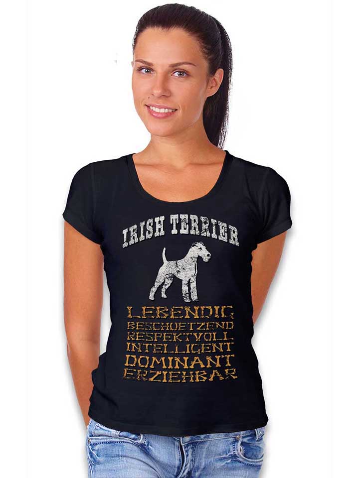 hund-irish-terrier-damen-t-shirt schwarz 2