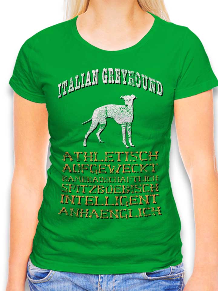 Hund Italian Greyhound Damen T-Shirt gruen L