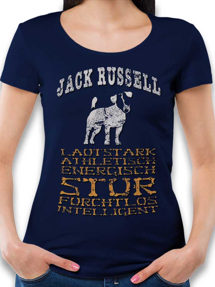 Hund Jack Russell Damen T-Shirt dunkelblau L