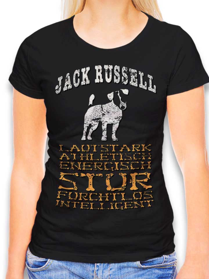 Hund Jack Russell Damen T-Shirt schwarz L