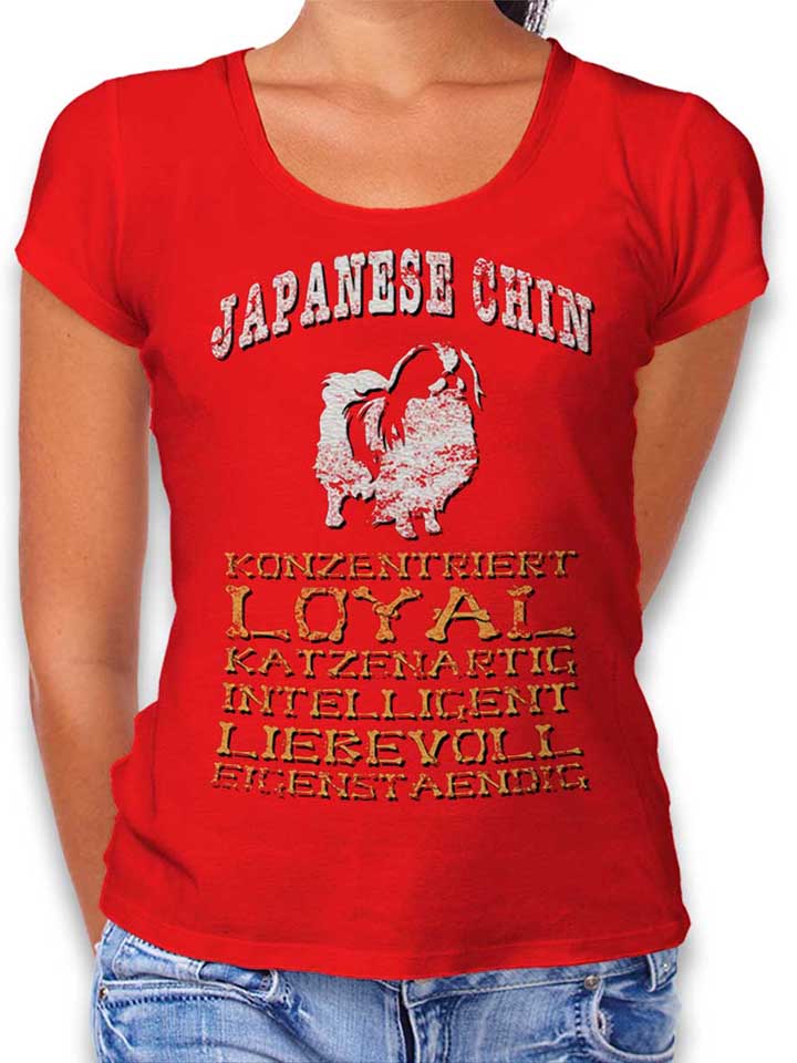 hund-japanese-chin-damen-t-shirt rot 1