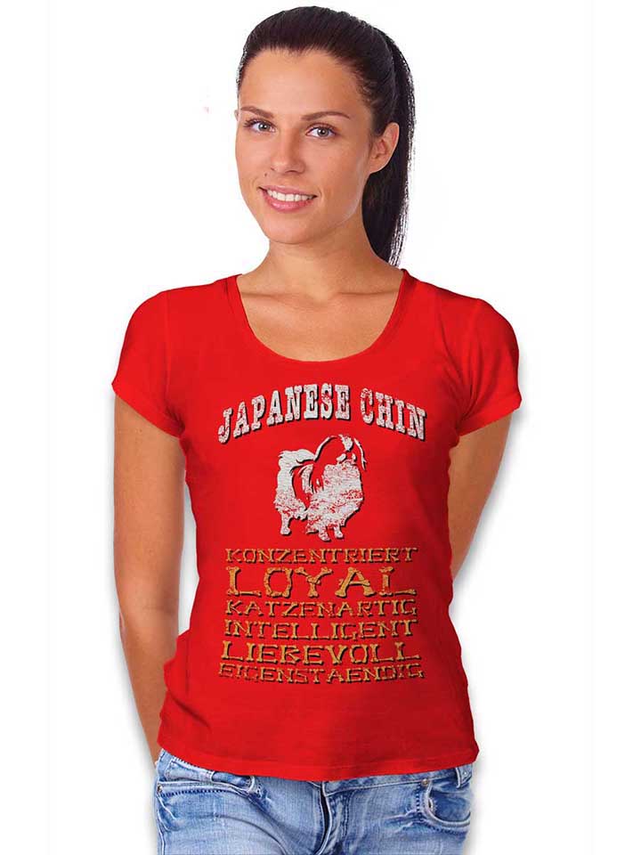 hund-japanese-chin-damen-t-shirt rot 2