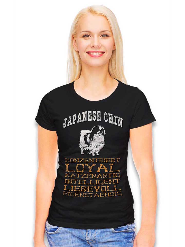 hund-japanese-chin-damen-t-shirt schwarz 2