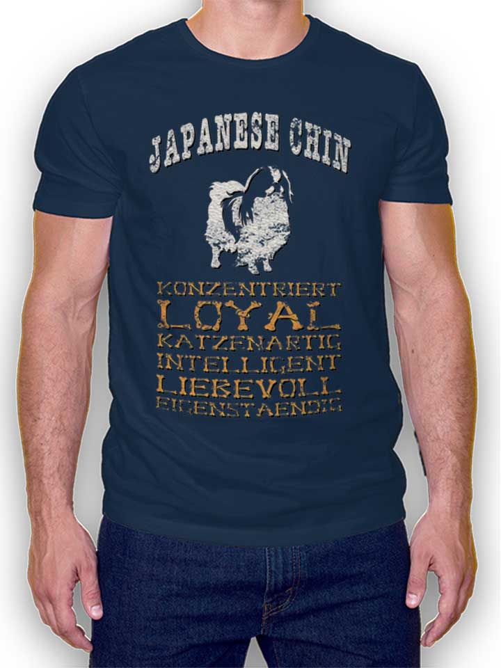 hund-japanese-chin-t-shirt dunkelblau 1