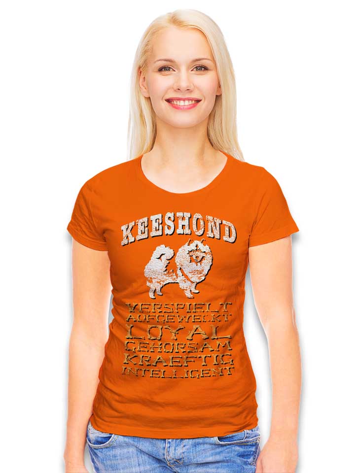 hund-keeshond-damen-t-shirt orange 2