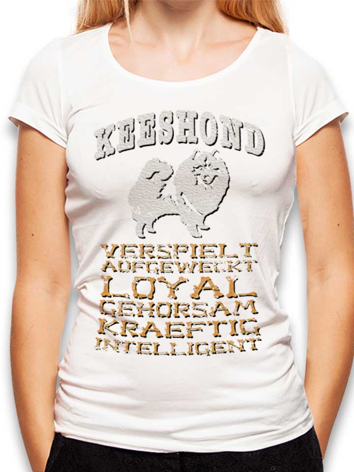 Hund Keeshond T-Shirt Donna bianco L