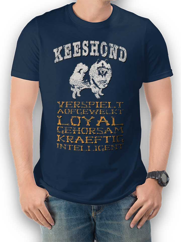Hund Keeshond T-Shirt navy L