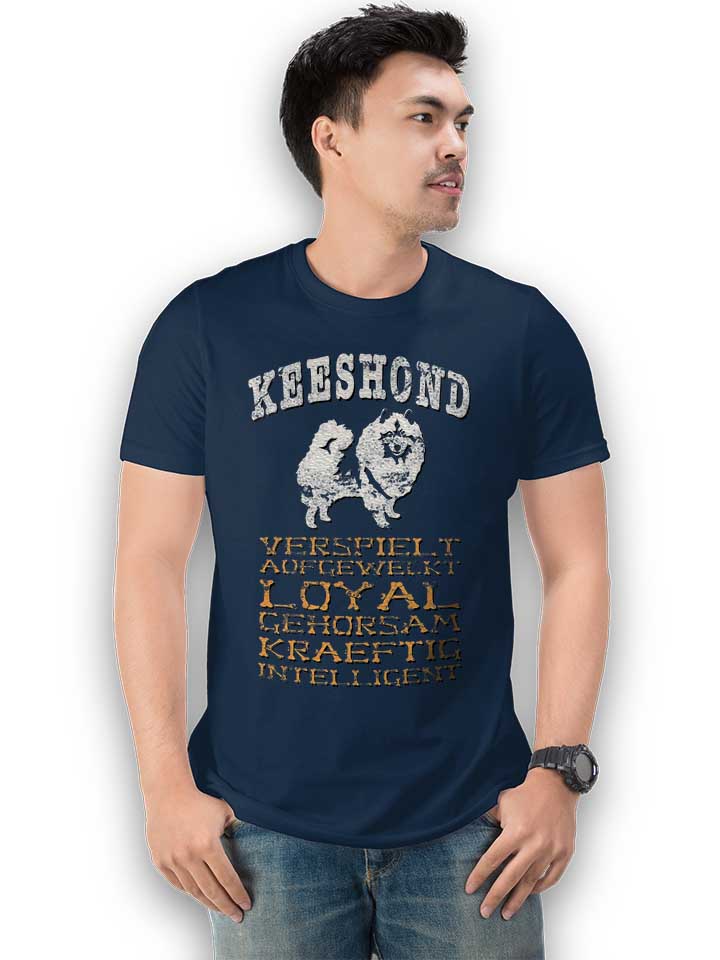 hund-keeshond-t-shirt dunkelblau 2