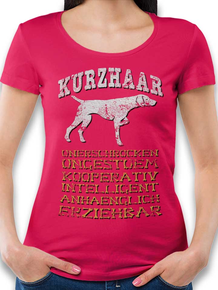 hund-kurzhaar-damen-t-shirt fuchsia 1