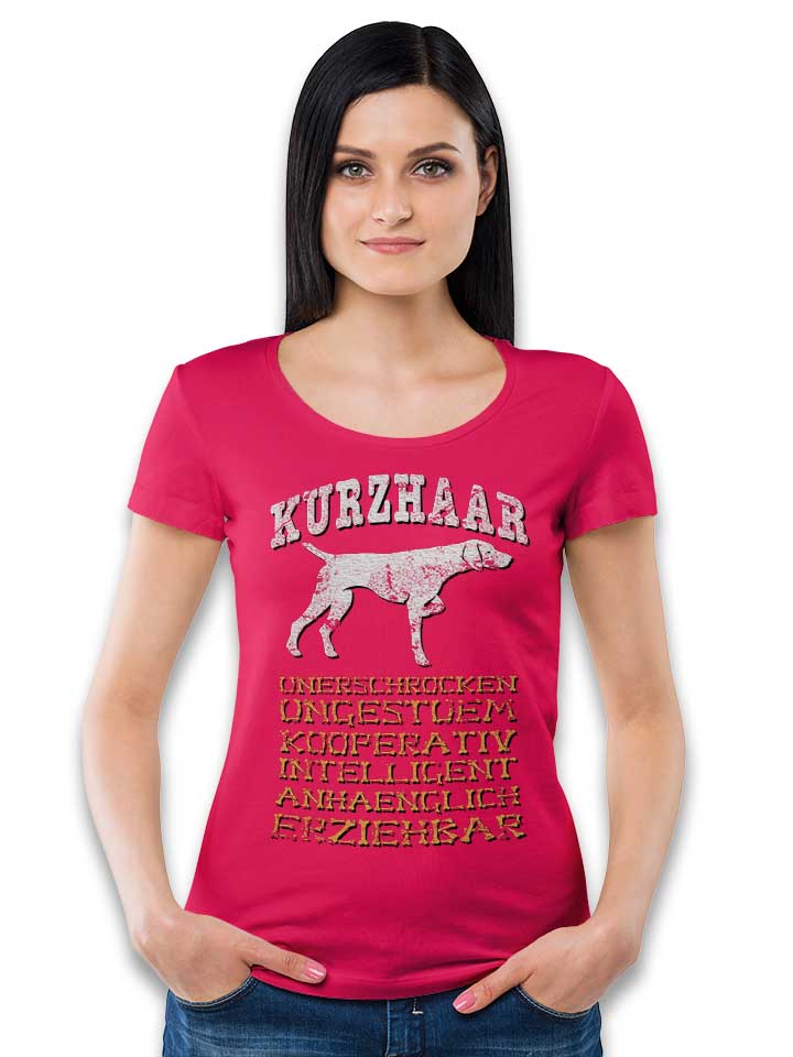 hund-kurzhaar-damen-t-shirt fuchsia 2