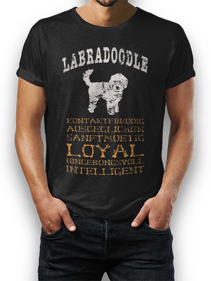 Hund Labradoodle T-Shirt schwarz L