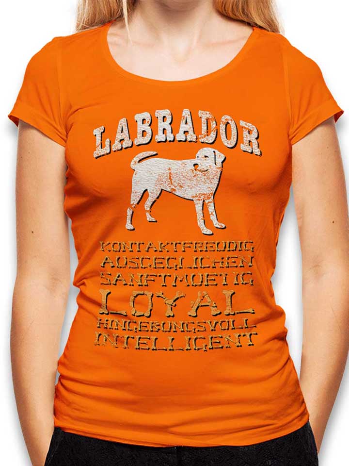 hund-labrador-damen-t-shirt orange 1