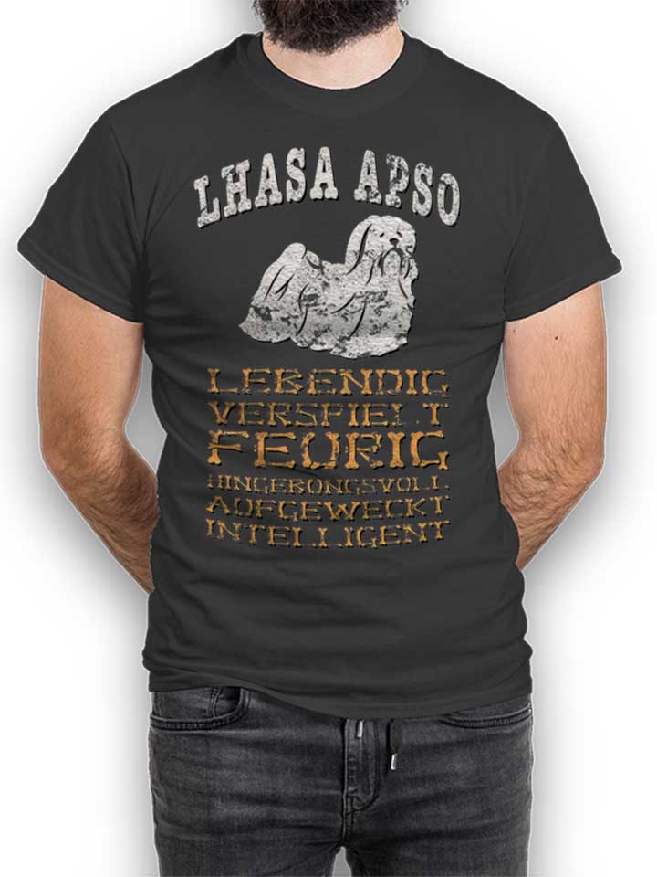 Hund Lhasa Apso T-Shirt dunkelgrau L