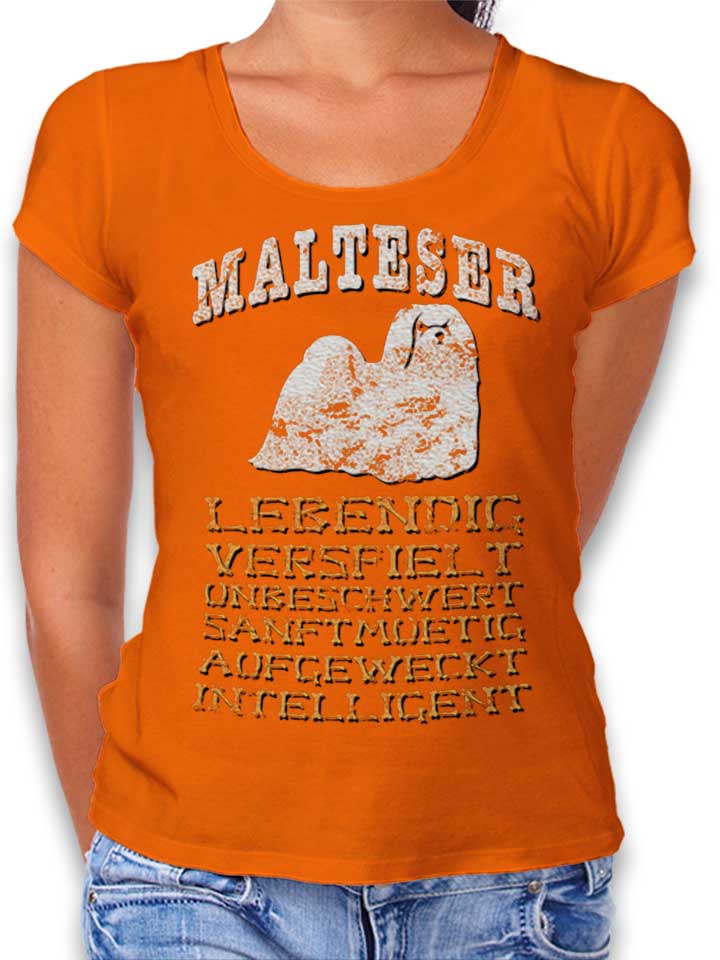 Hund Malteser T-Shirt Donna arancione L