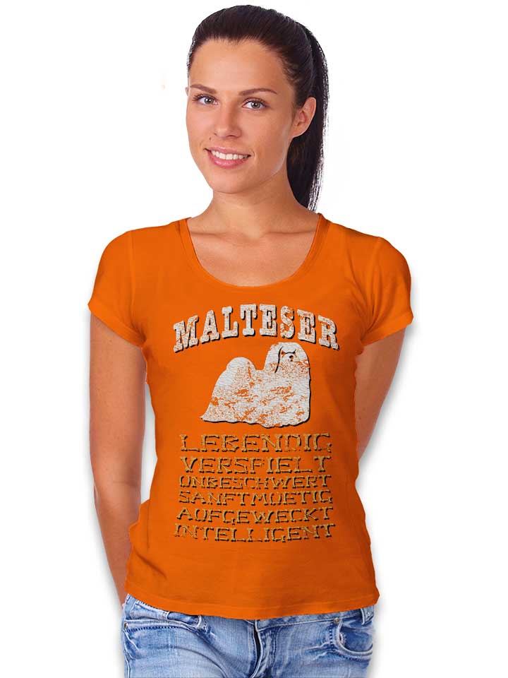 hund-malteser-damen-t-shirt orange 2