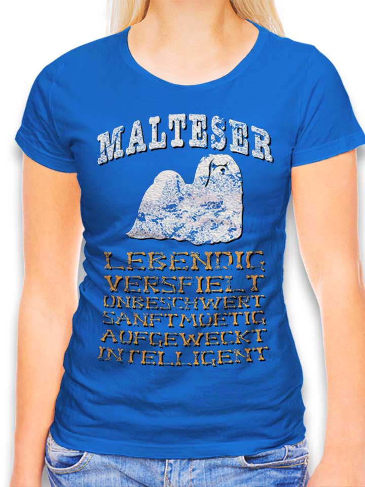 Hund Malteser T-Shirt Femme bleu-roi L