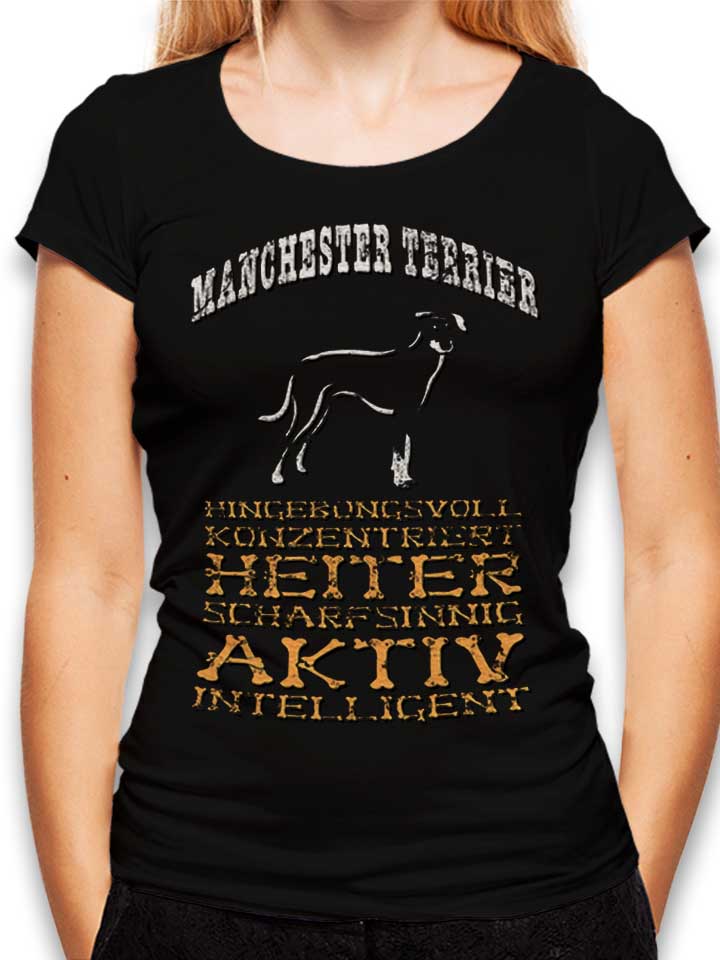 Hund Manchester Terrier Camiseta Mujer negro L