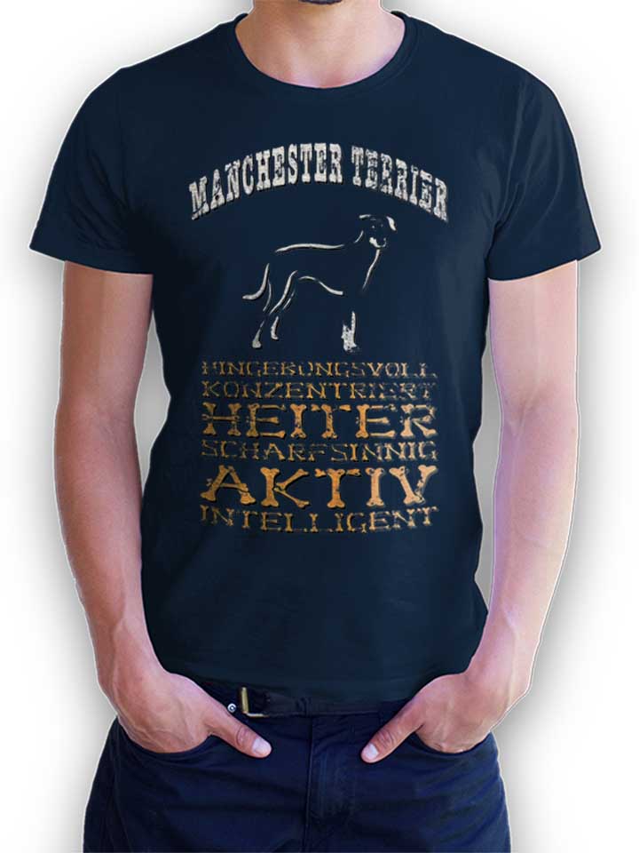 Hund Manchester Terrier T-Shirt bleu-marine L