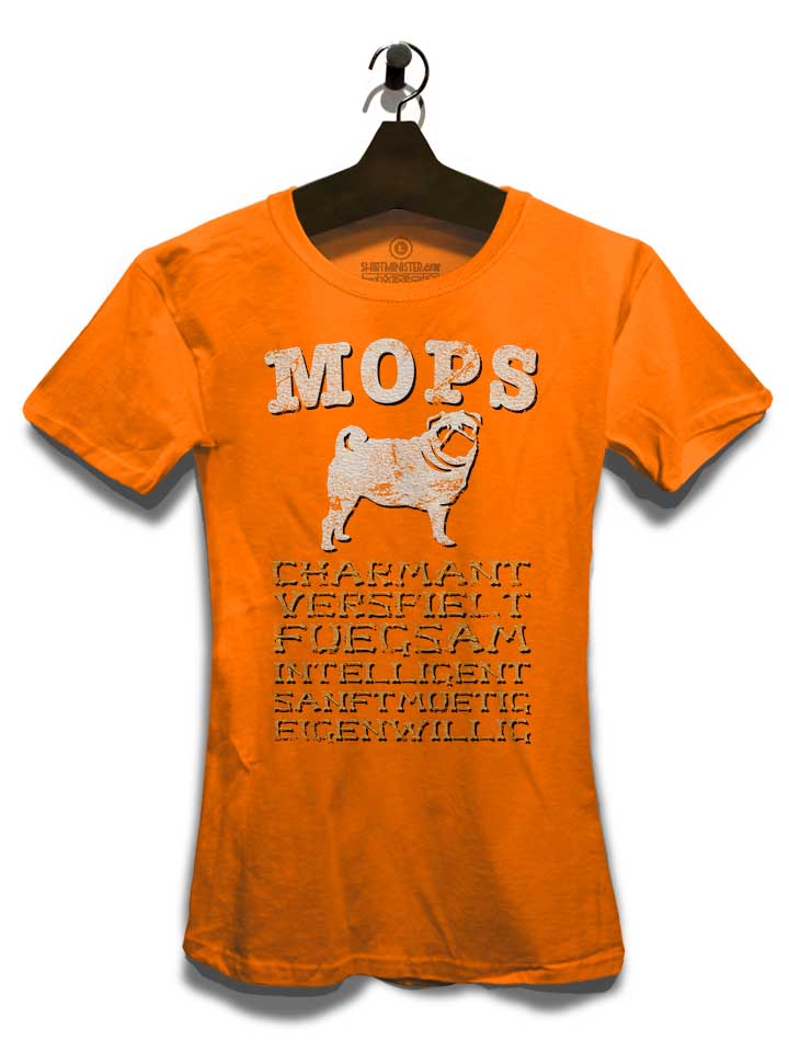 hund-mops-damen-t-shirt orange 3