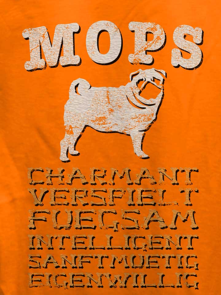 hund-mops-damen-t-shirt orange 4