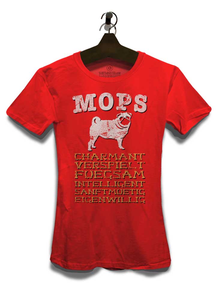 hund-mops-damen-t-shirt rot 3