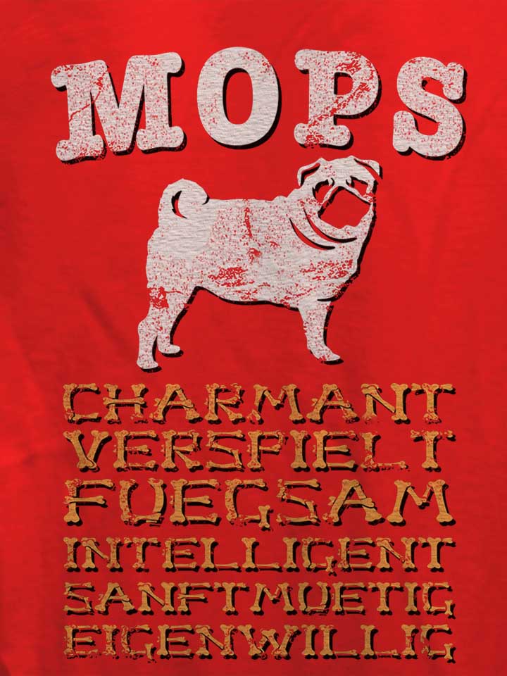 hund-mops-damen-t-shirt rot 4
