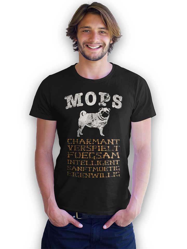 hund-mops-t-shirt schwarz 2